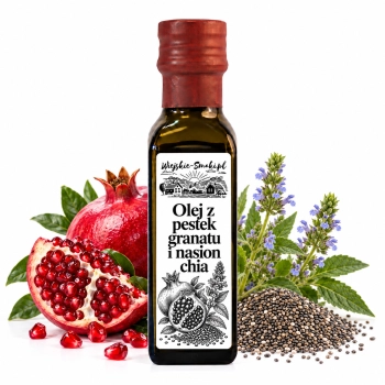 Olej z pestek granatu i nasion chia tłoczony na zimno - Wiejskie Smaki